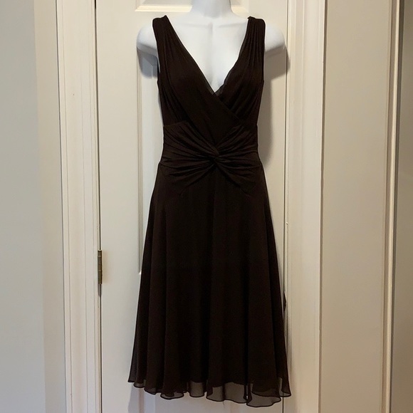 Newman Marcus Tadashi Brown Silk Dress - Picture 2 of 6